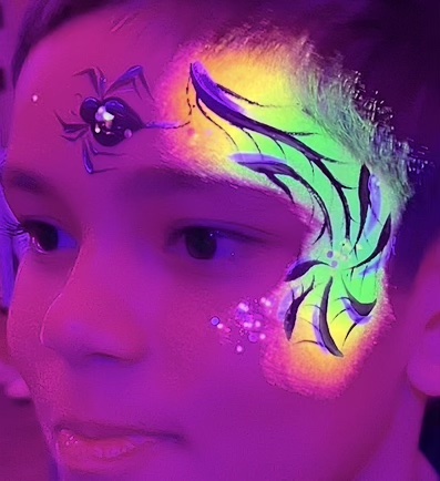 UV and neon face painting design