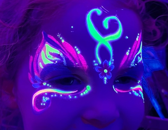 UV and neon face painting design
