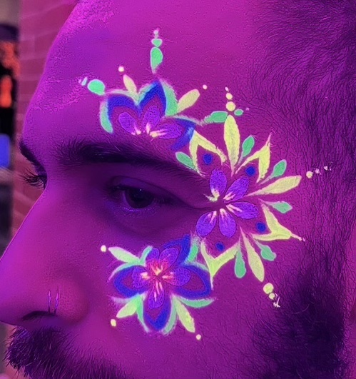 UV and neon face painting design
