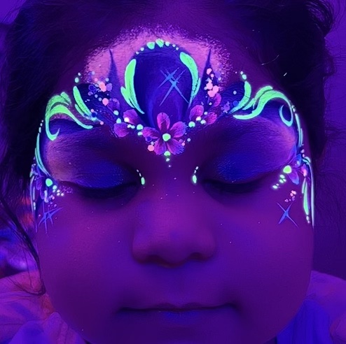 UV and neon face painting design