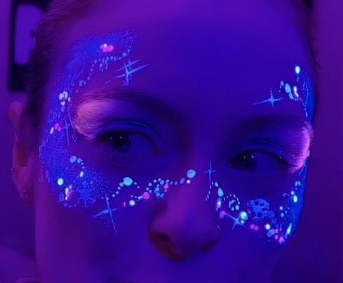 UV and neon face painting design